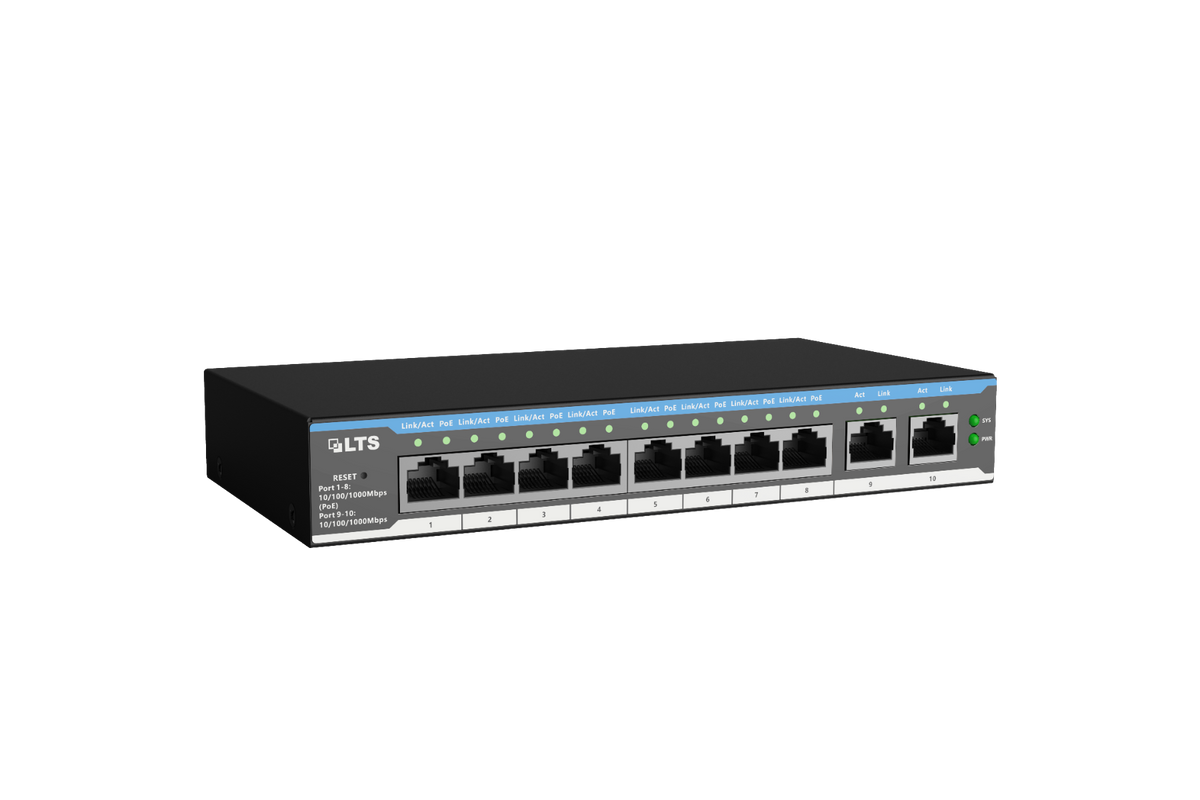 LTS XCPOE-SW802G Pro-X, 10-Port Cloud Managed Desktop Switch with 8-Port PoE